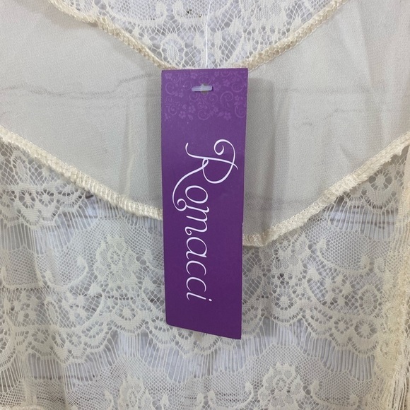Romacci Delicate & Light Weight Beige Raw Hem Lace Bell Sleeve Kimono Size 5XL - Picture 4 of 7